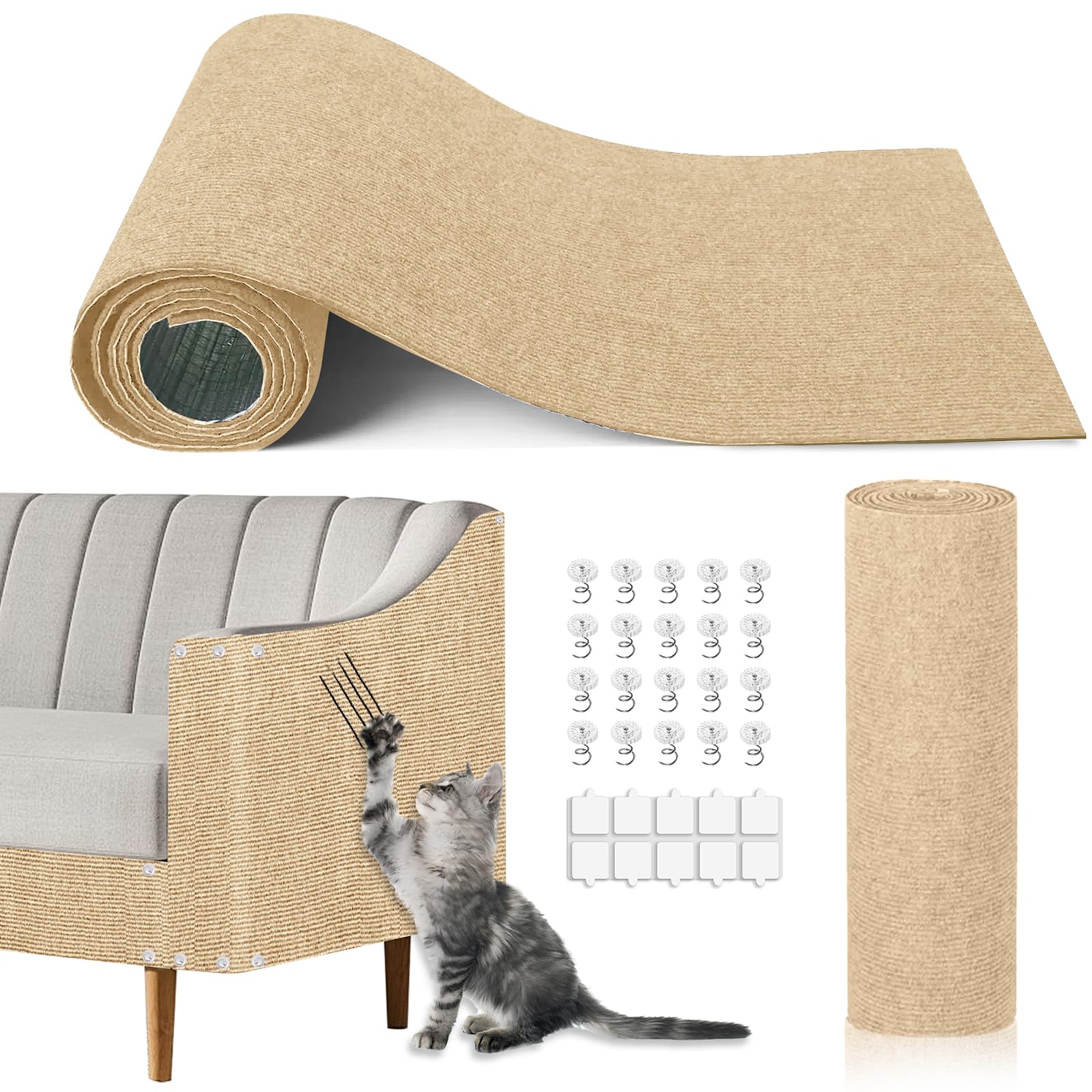 TEBANTY Cat Scratch Mat 1185x159 beige protects furniture from claws