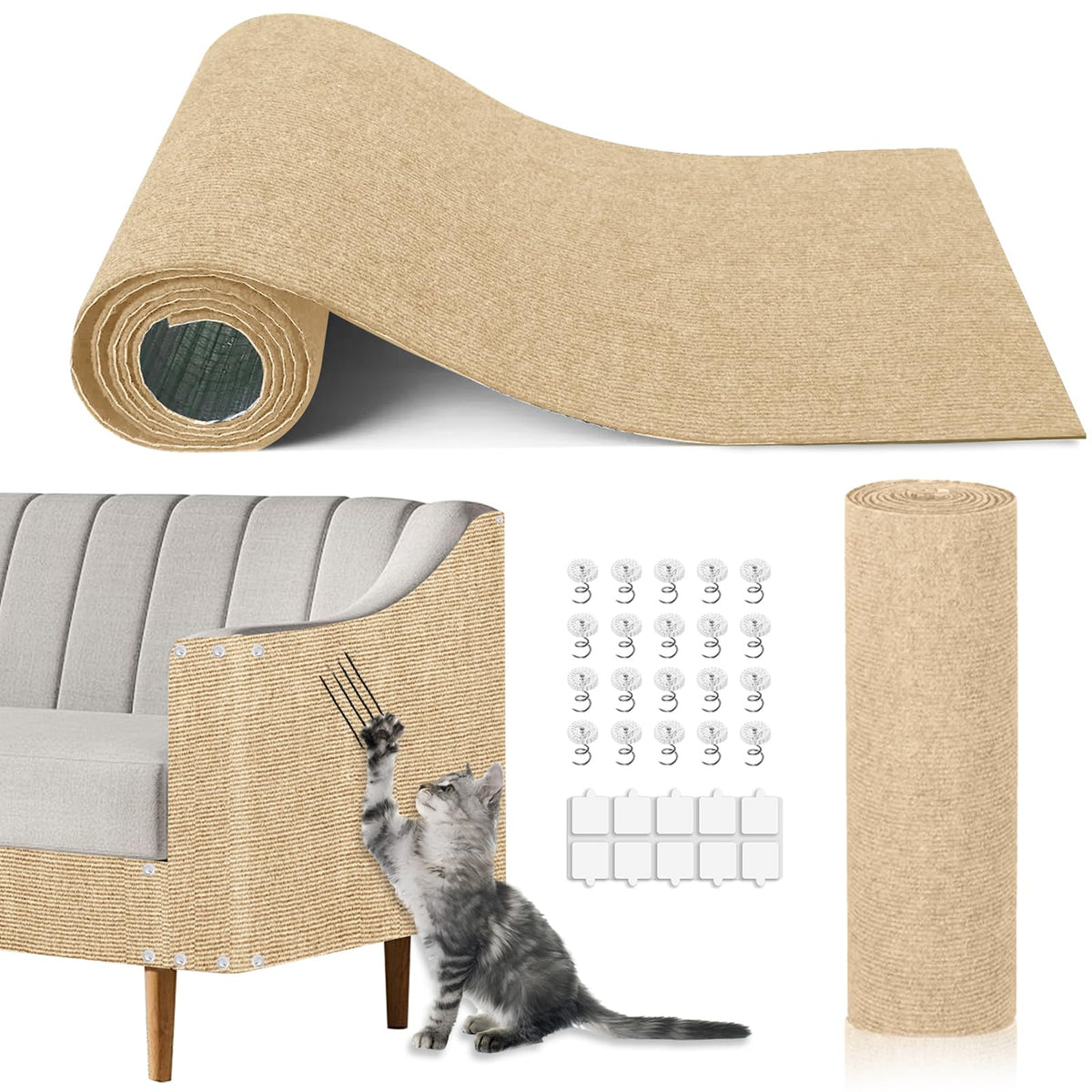 TEBANTY Cat Scratch Mat 1185x159 beige protects furniture from claws