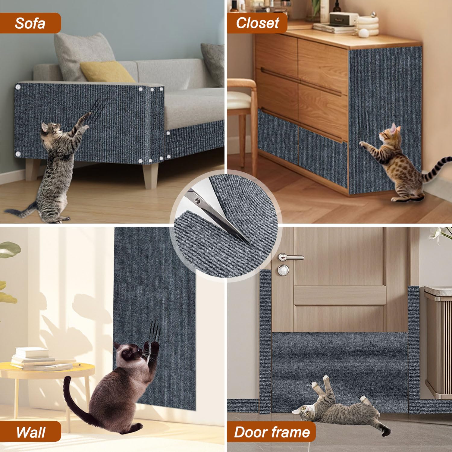 TEBANTY cat scratch mat versatile for multi-room cat protection