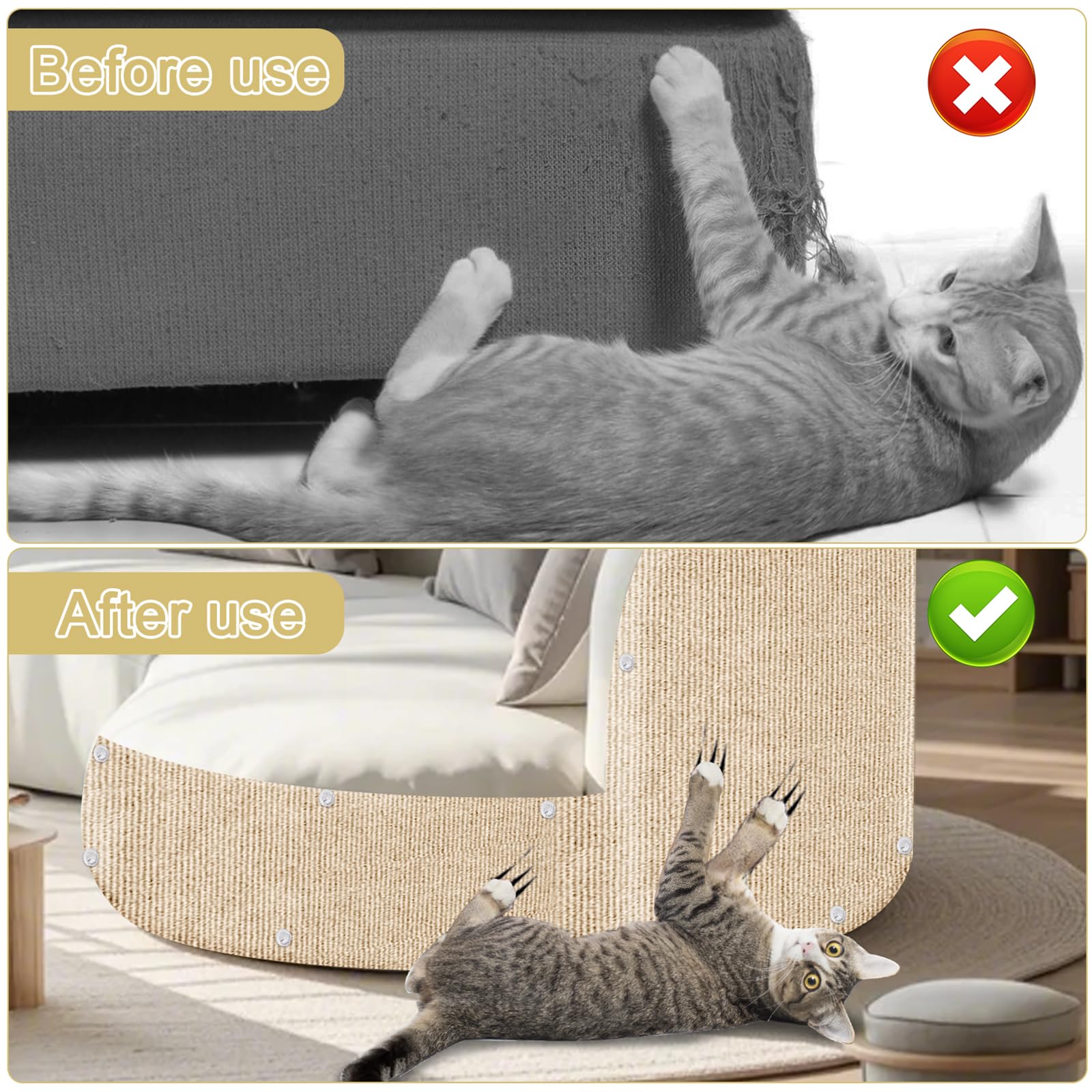 TEBANTY Cat Scratch Mat includes nails and tape for stability