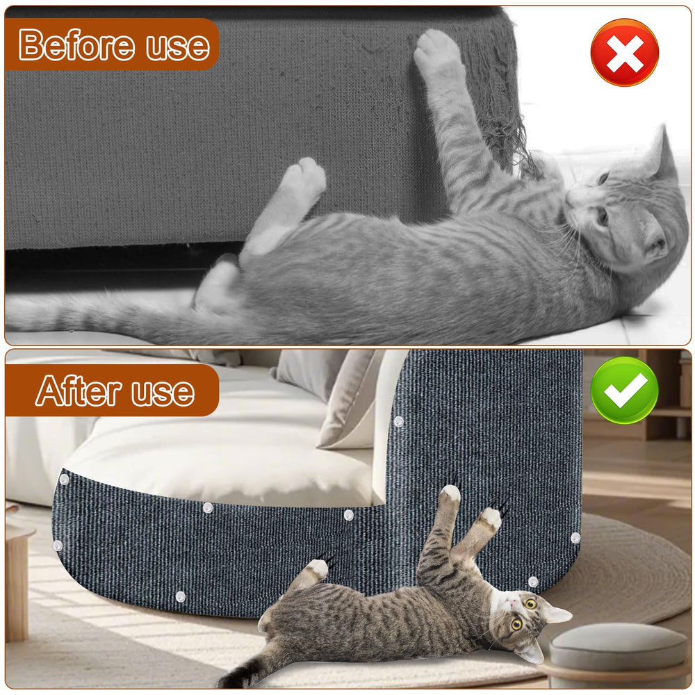 TEBANTY cat scratch mat attached to a sofa to shield upholstery