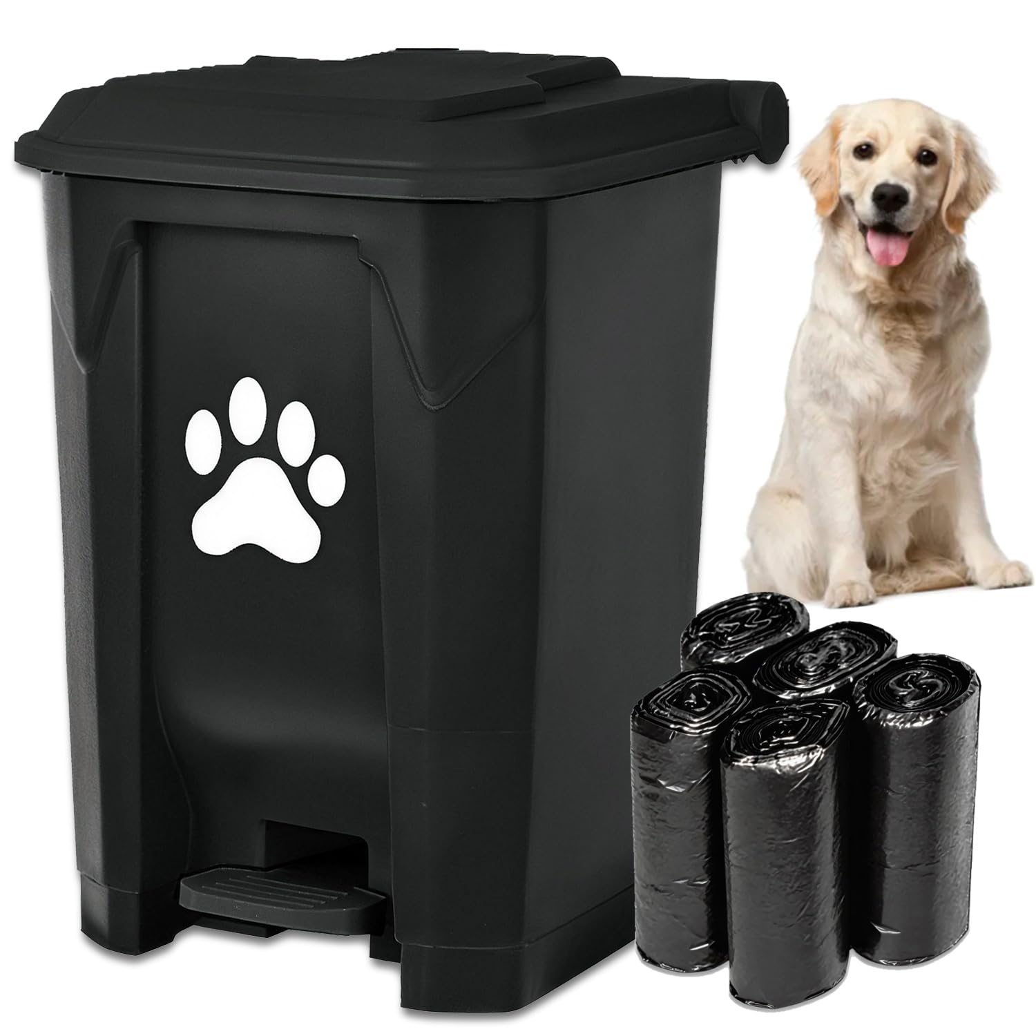 Tebiete dog poop trash can outdoor pet station with lid for easy waste disposal outside.