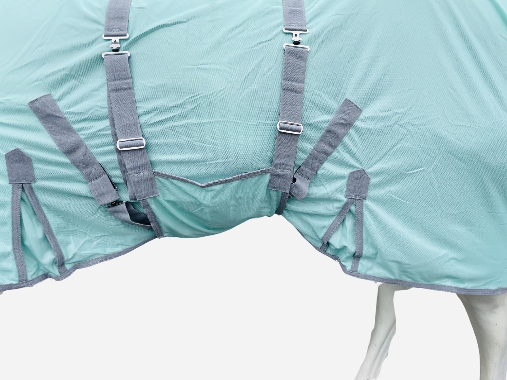 Tech Equestrian fly sheet with detachable belly band for customizable coverage.