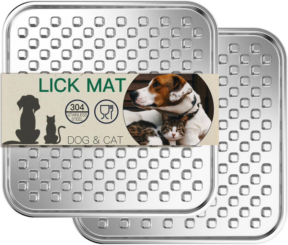 Techphardo 2Pack stainless steel lick mats for dogs and cats, dual-wall design.