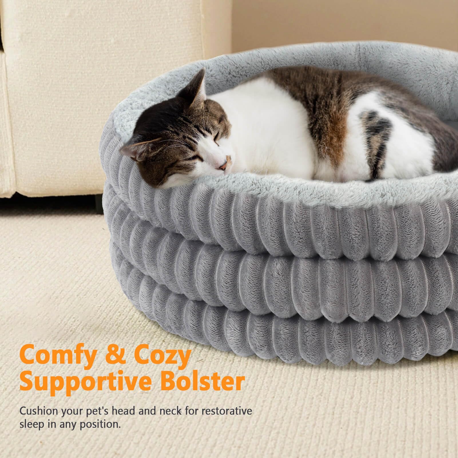 TECHTAIL washable cat bed showing machine wash convenience