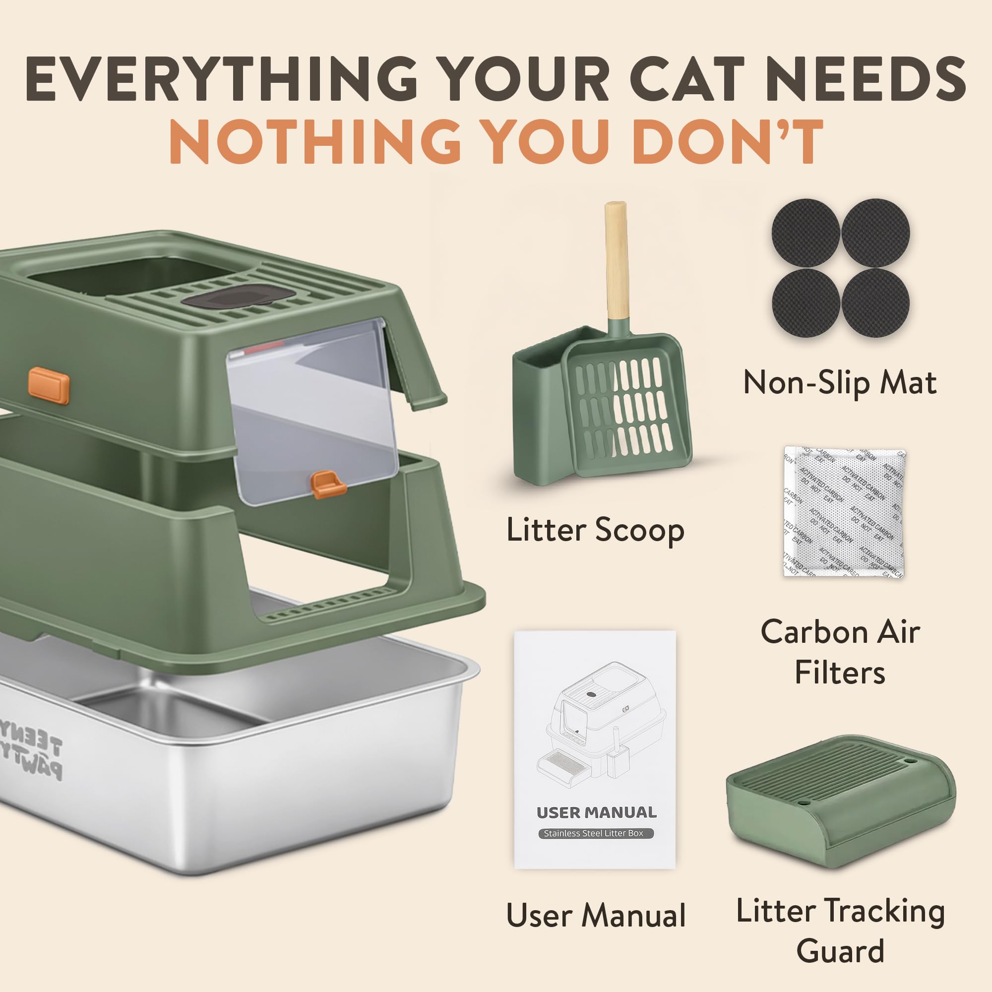 Teeny Pawty XL high-sided design helps contain litter and splashes.