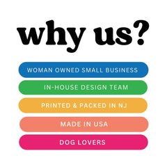 Tees & Tails USA-made label on dog triangle.