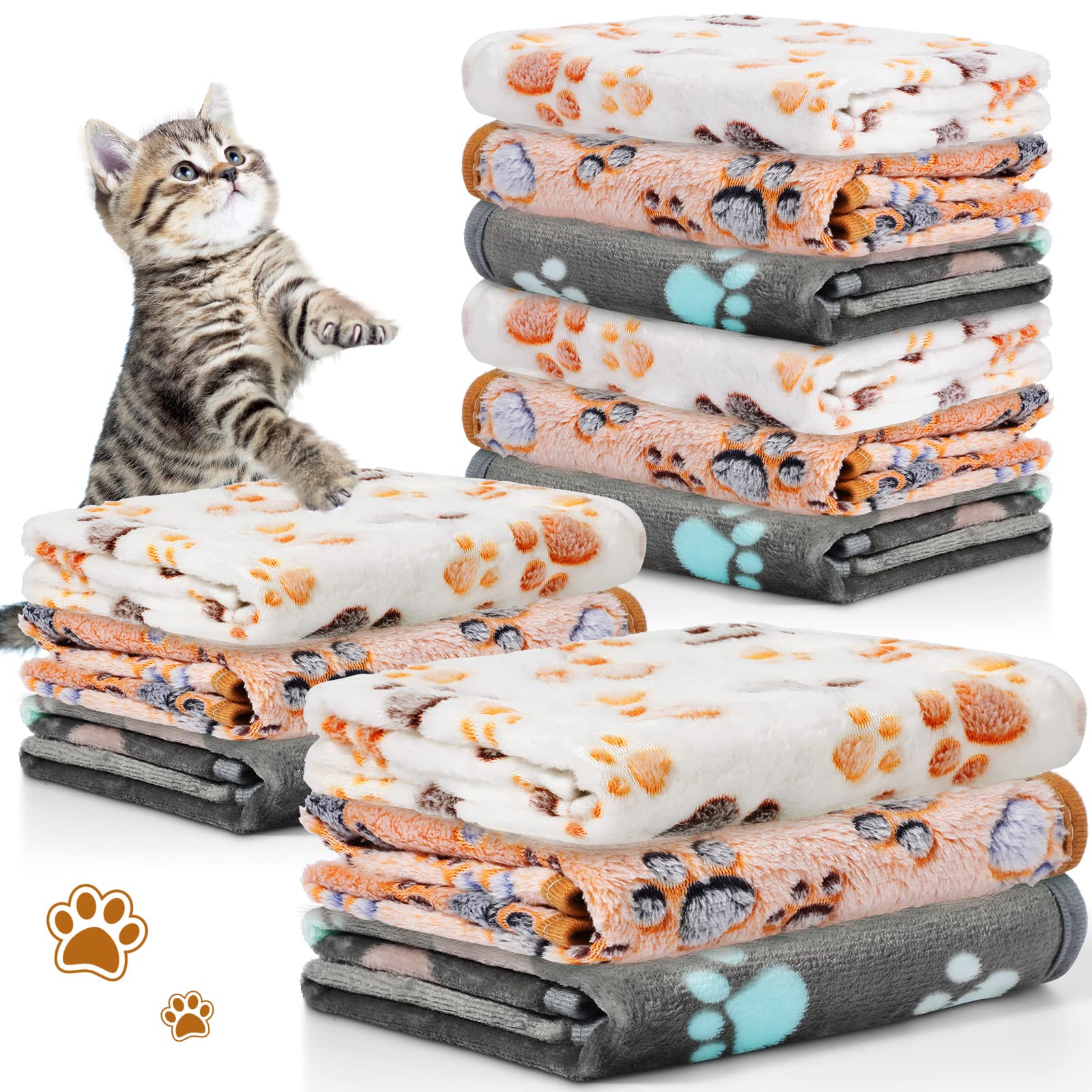 Tegeme 12-pcs blankets with paw-print pattern for cozy daily use