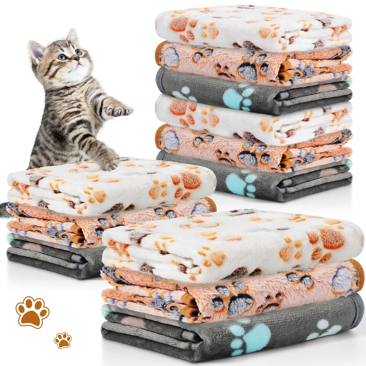 Tegeme 12-pcs blankets with paw-print pattern for cozy daily use