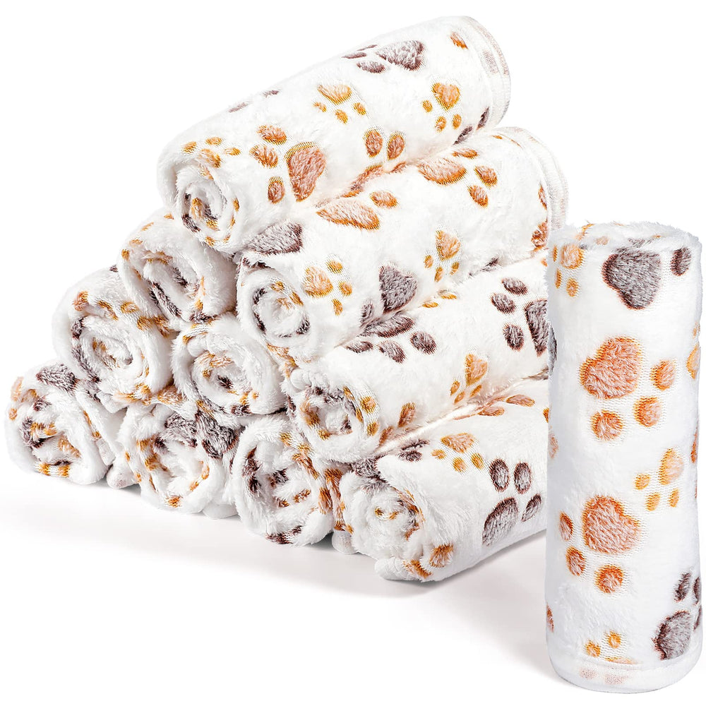 Tegeme 12 Pcs blankets with paw print pattern for cozy naps and play