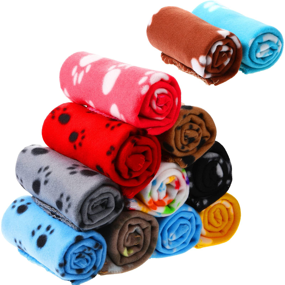Tegeme 12-piece fleece blankets with paw print design keep pets warm and cozy