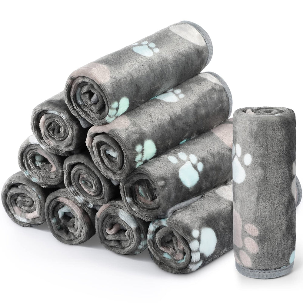 Tegeme paw-print fleece blanket in a 12-pack for small pets