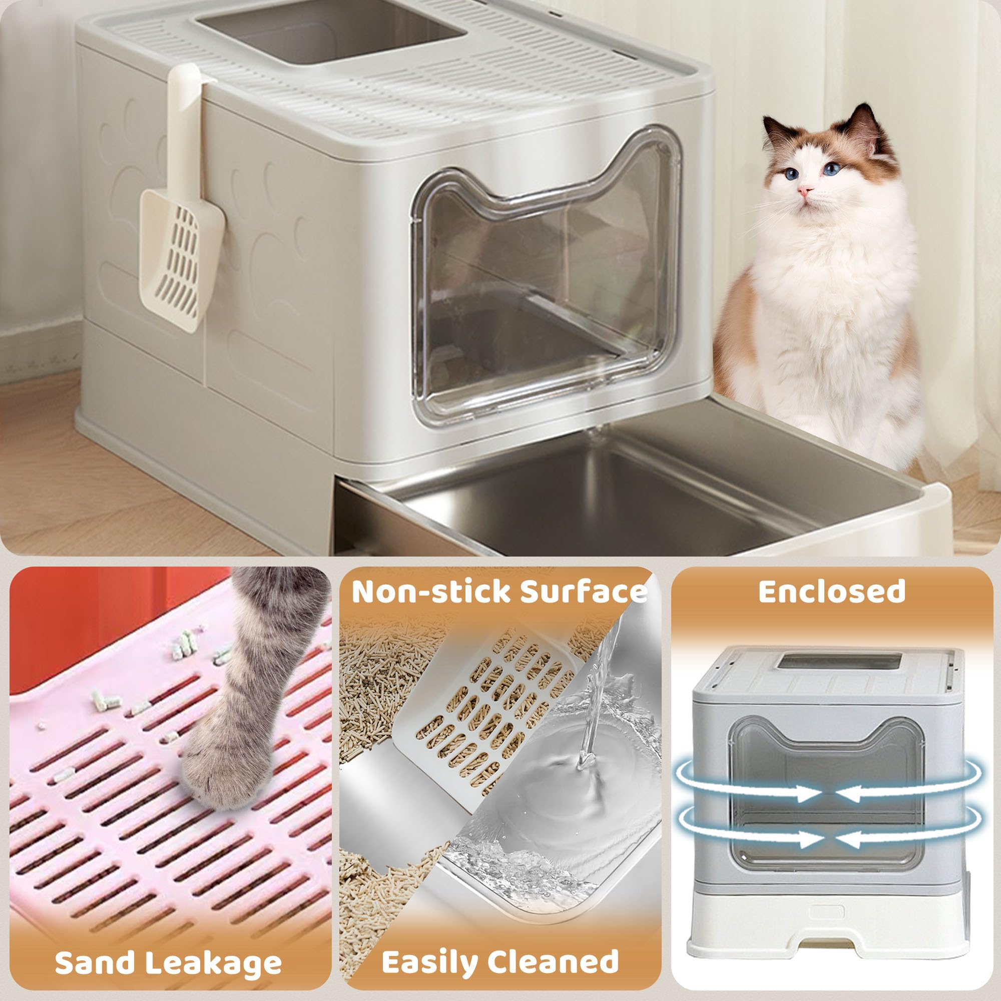 Tehoao foldable litter box with buckle design for quick setup