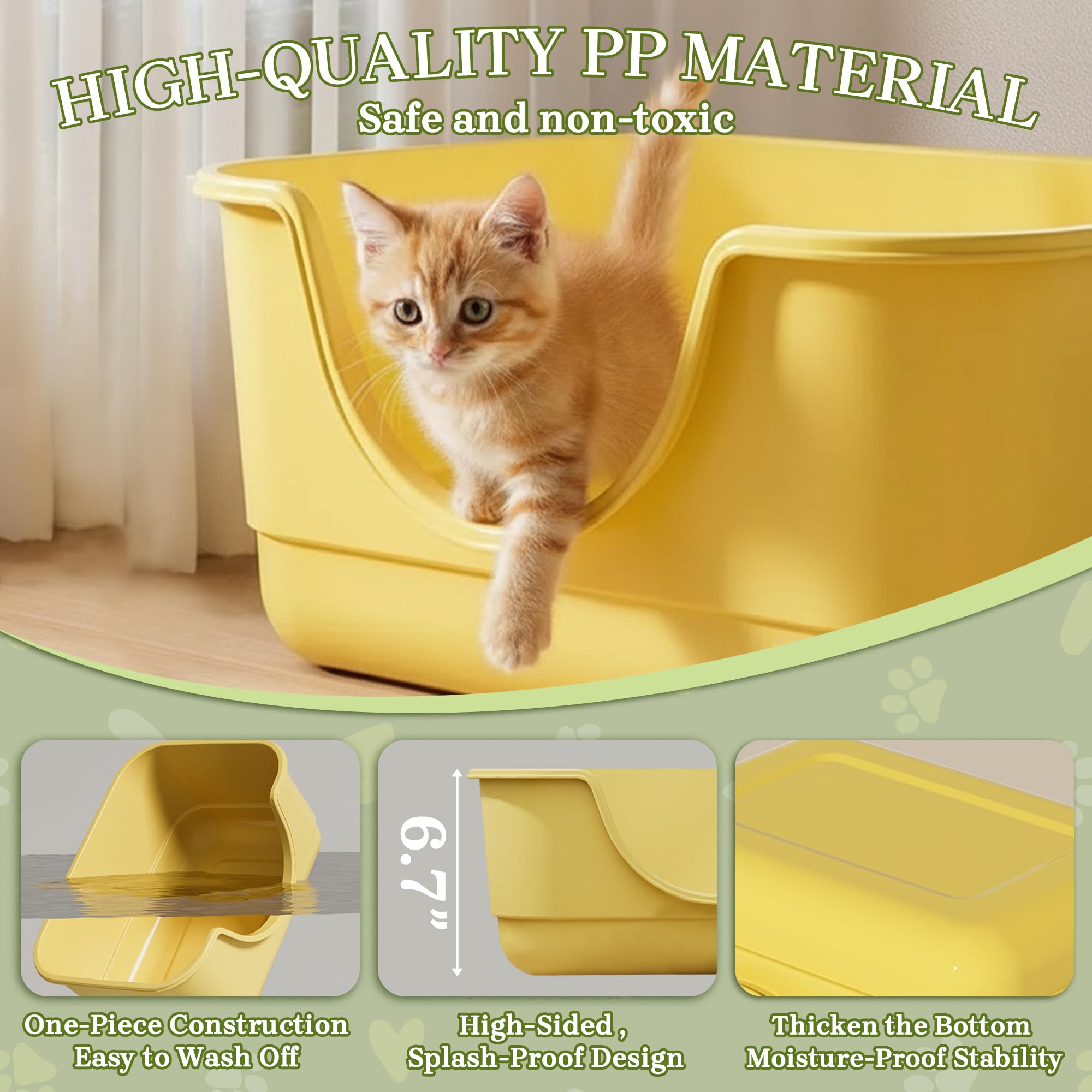 Tehoao high-side splash-proof litter box side view reduces scatter