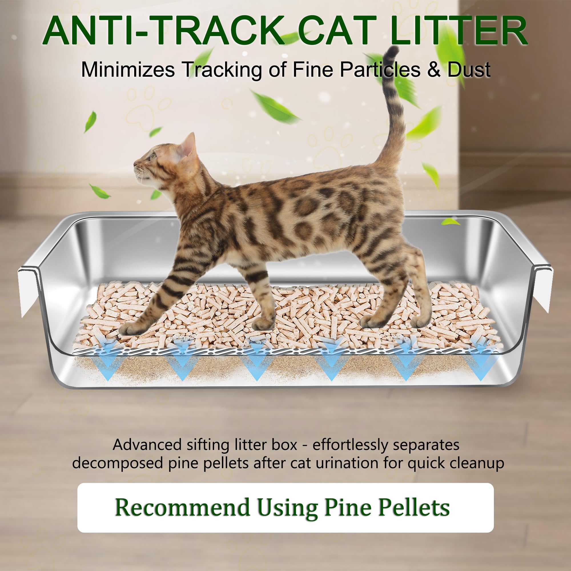Large-size Tehoao litter box with roomy dimensions for bigger cats