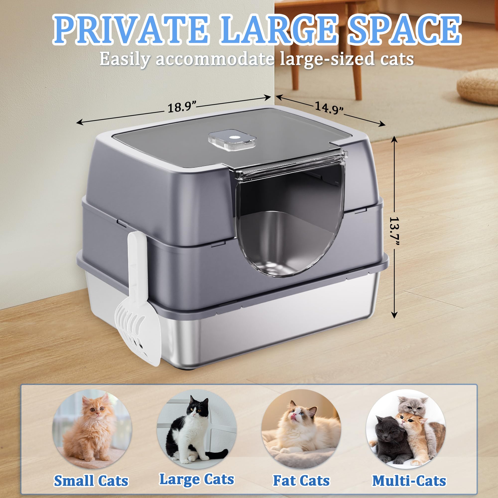 Tehoao large interior supports multi-cat households with easy entry