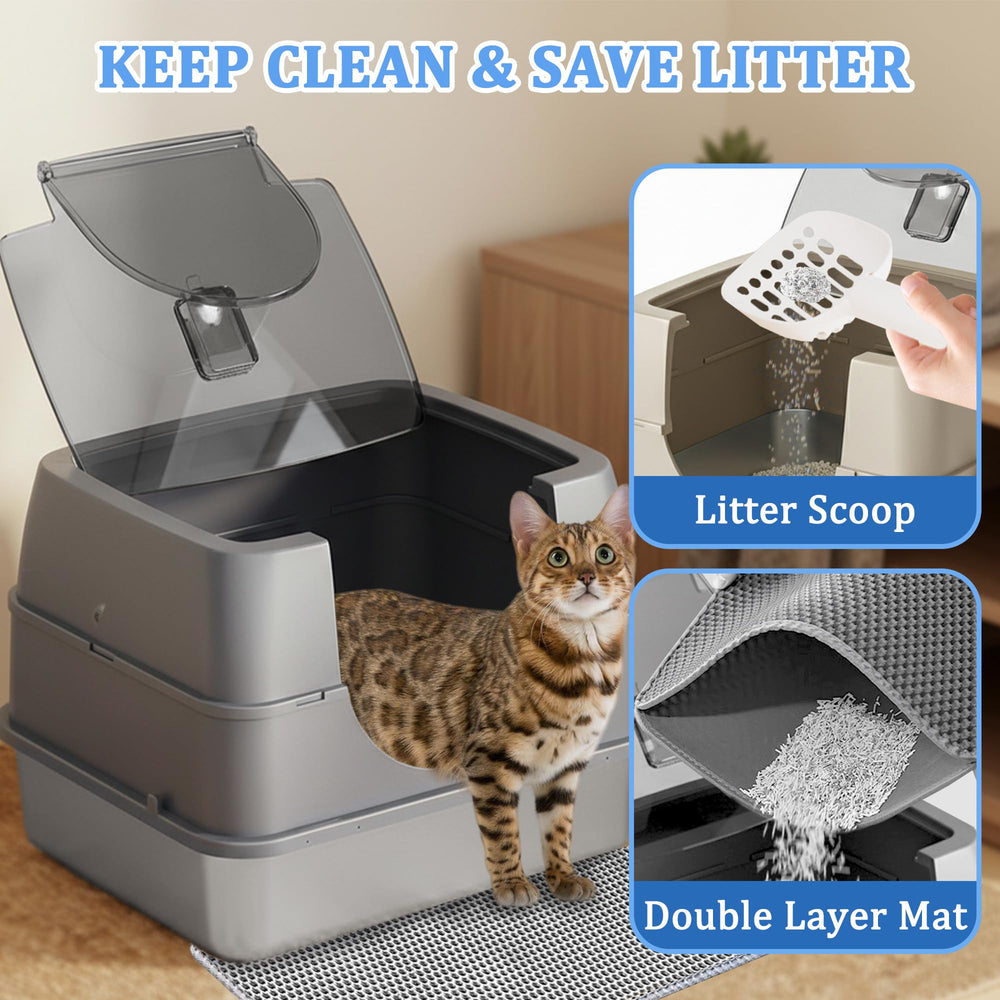 Tehoao litter scoop and double-layer mat simplify quick cleanup