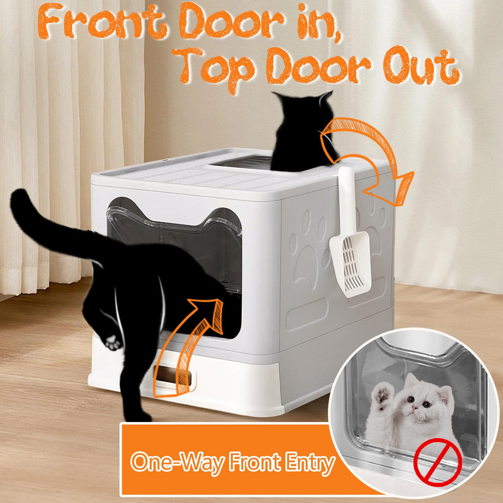 Tehoao stainless steel litter box with lid for durability and easy cleaning