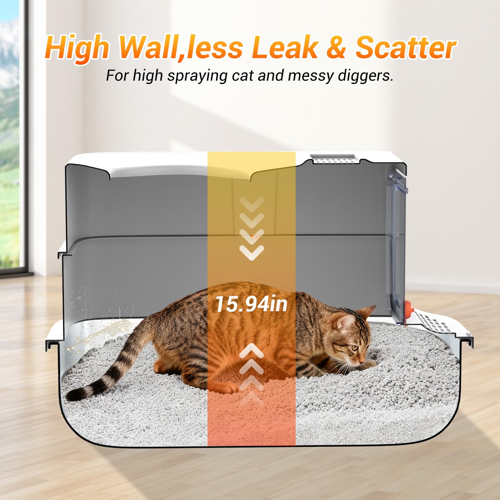 TEKEPL litter box with charcoal filter neutralizes odors for fresher rooms.