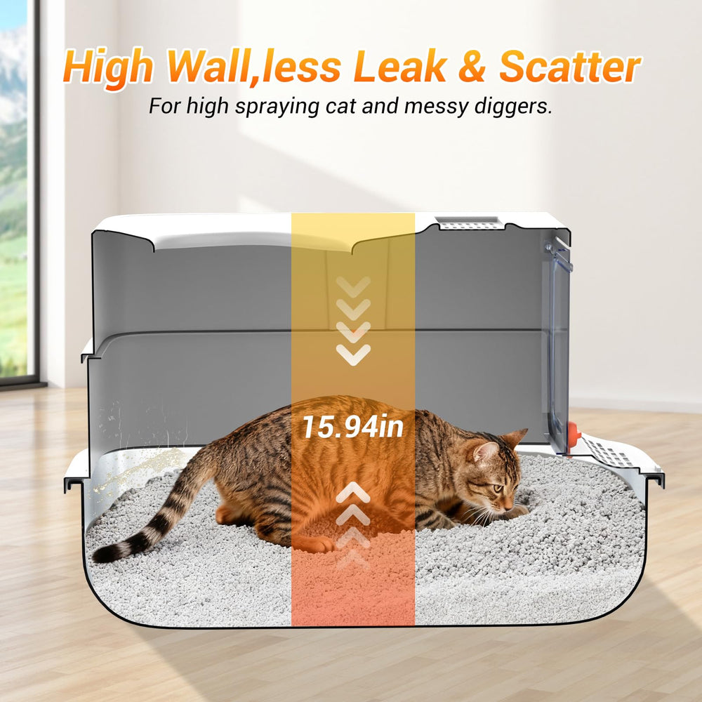 TEKEPL litter box with charcoal filter neutralizes odors for fresher rooms.