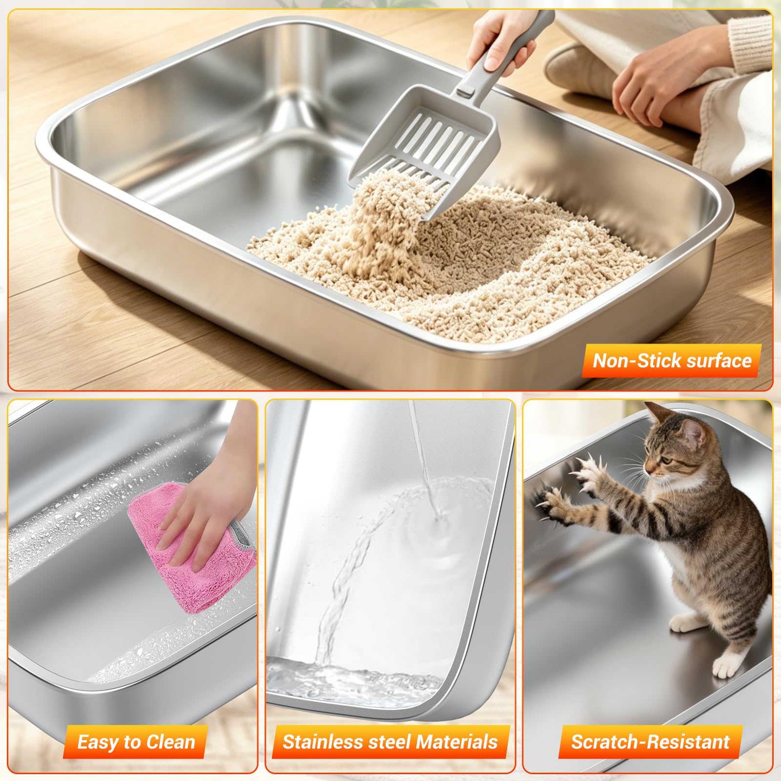 TEKEPL raised top-entry reduces litter tracking as cats exit.