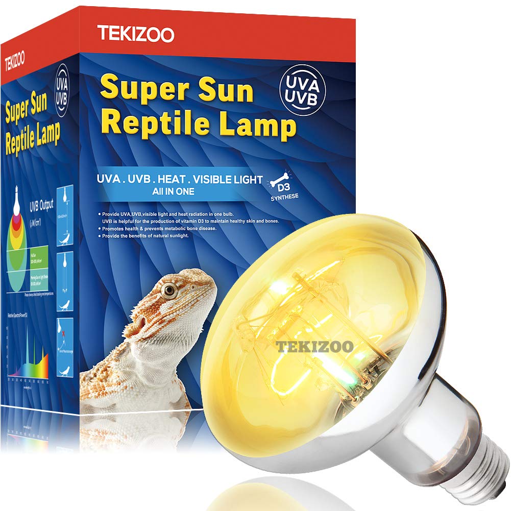TEKIZOO sun lamp front view demonstrates compact design for reptile enclosures