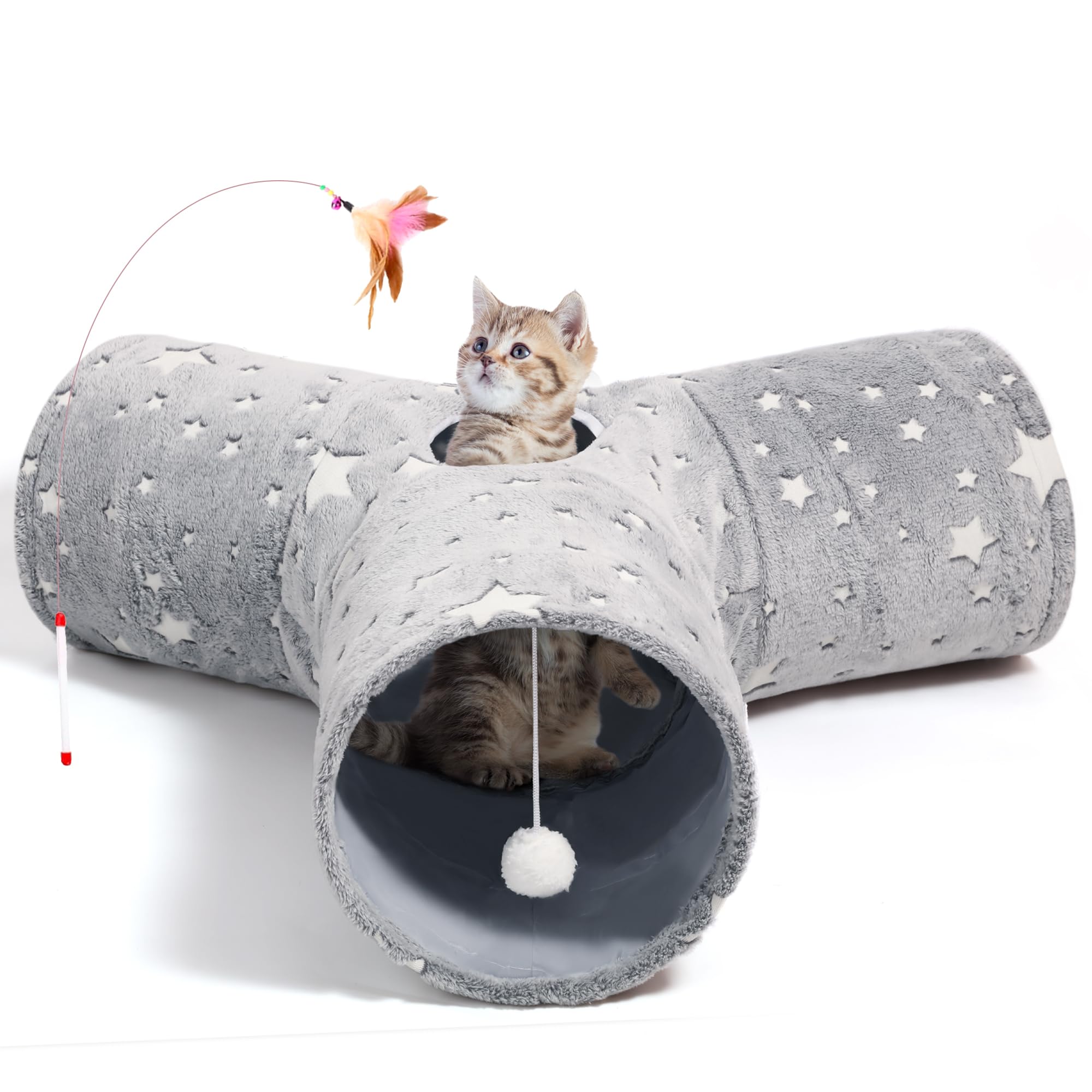 Tempcore 3-Way Collapsible Cat Tunnel Toy with three tunnels for active play