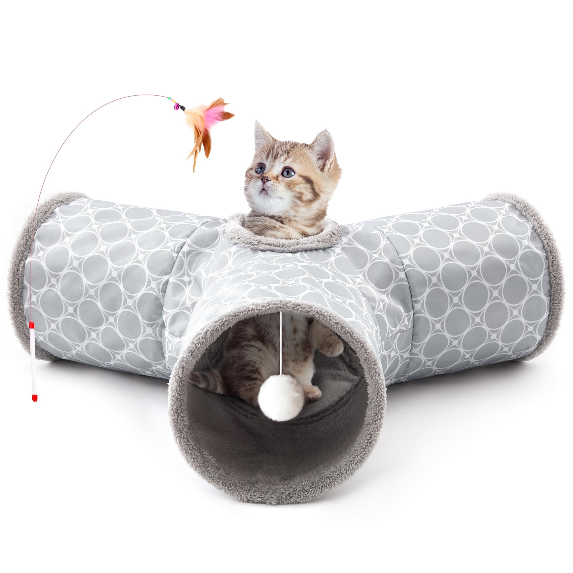 Tempcore cat tunnel with a three-way layout for versatile indoor play
