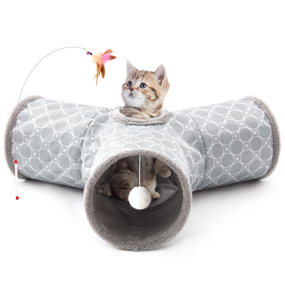 Tempcore cat tunnel with a three-way layout for versatile indoor play