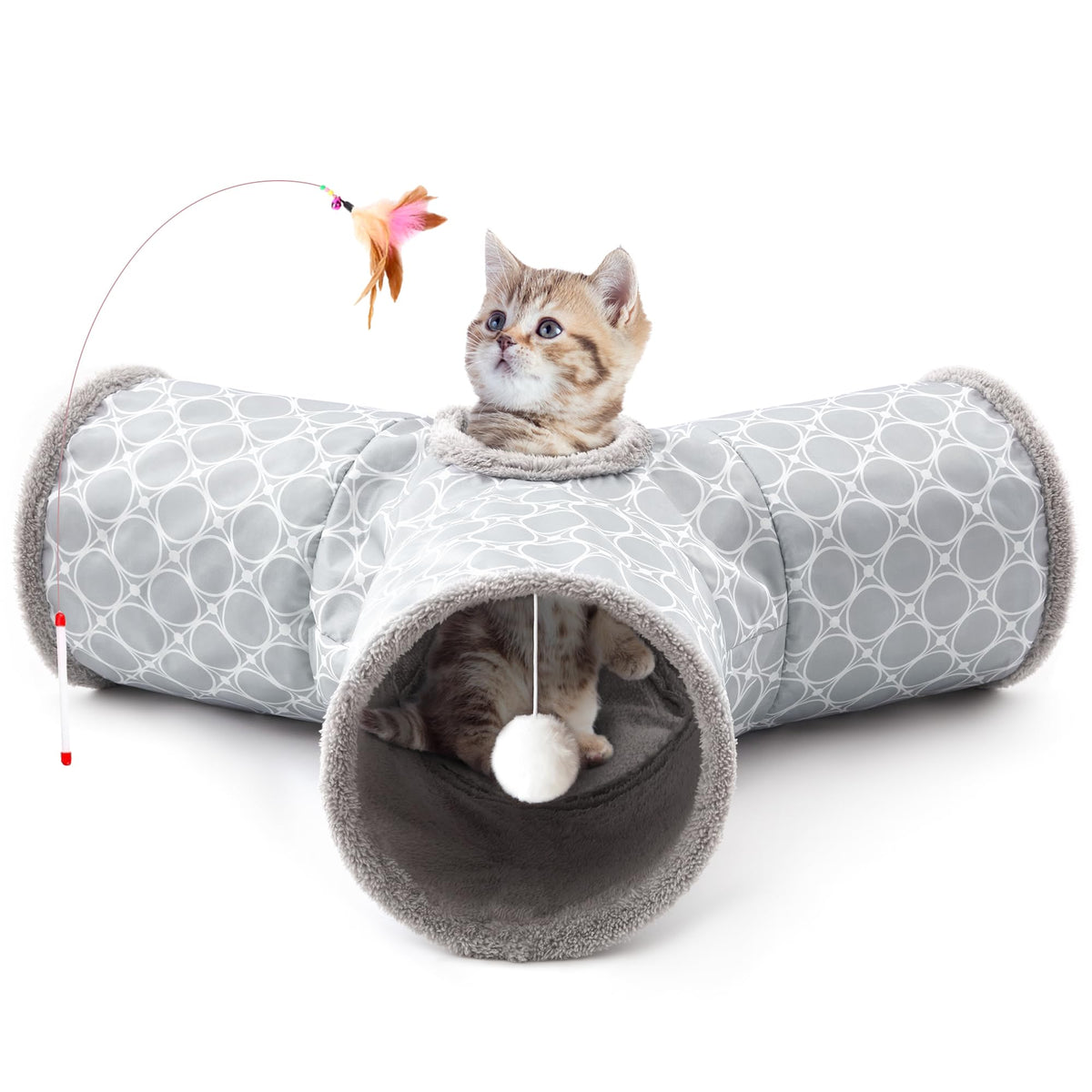 Tempcore cat tunnel with a three-way layout for versatile indoor play