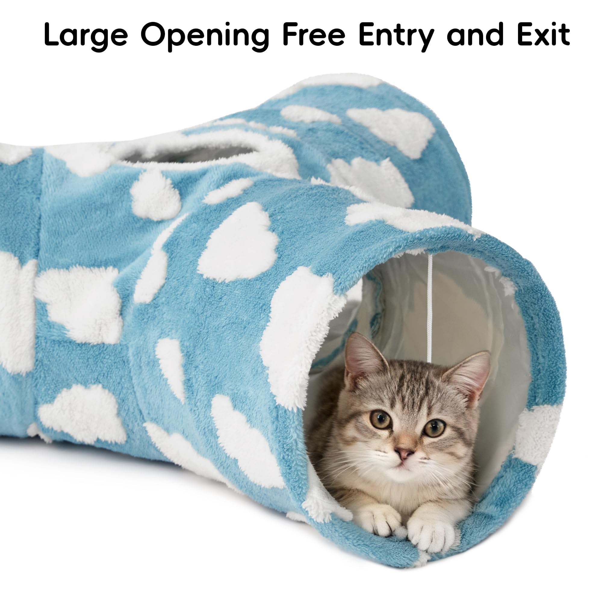 Tempcore cat tunnel folded for storage demonstrates easy collapsibility and portability.
