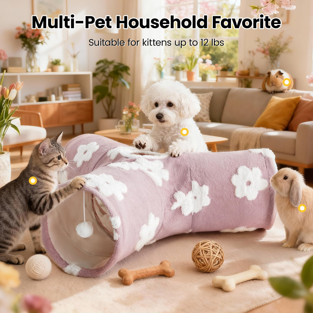 Tempcore cat tunnel interior with dangling ball promotes active fun