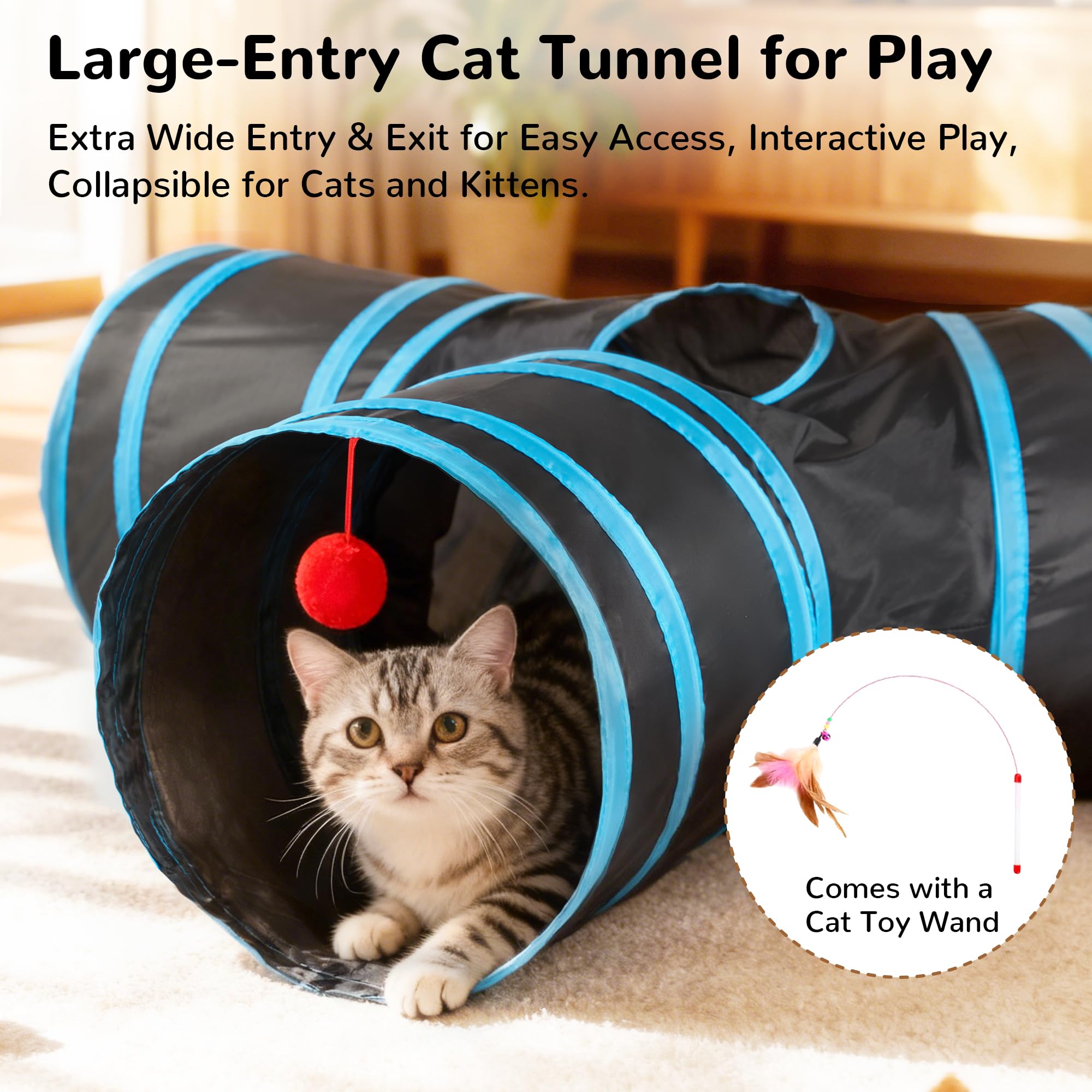 Tempcore cat tunnel exit with dangling ball for interactive fun.