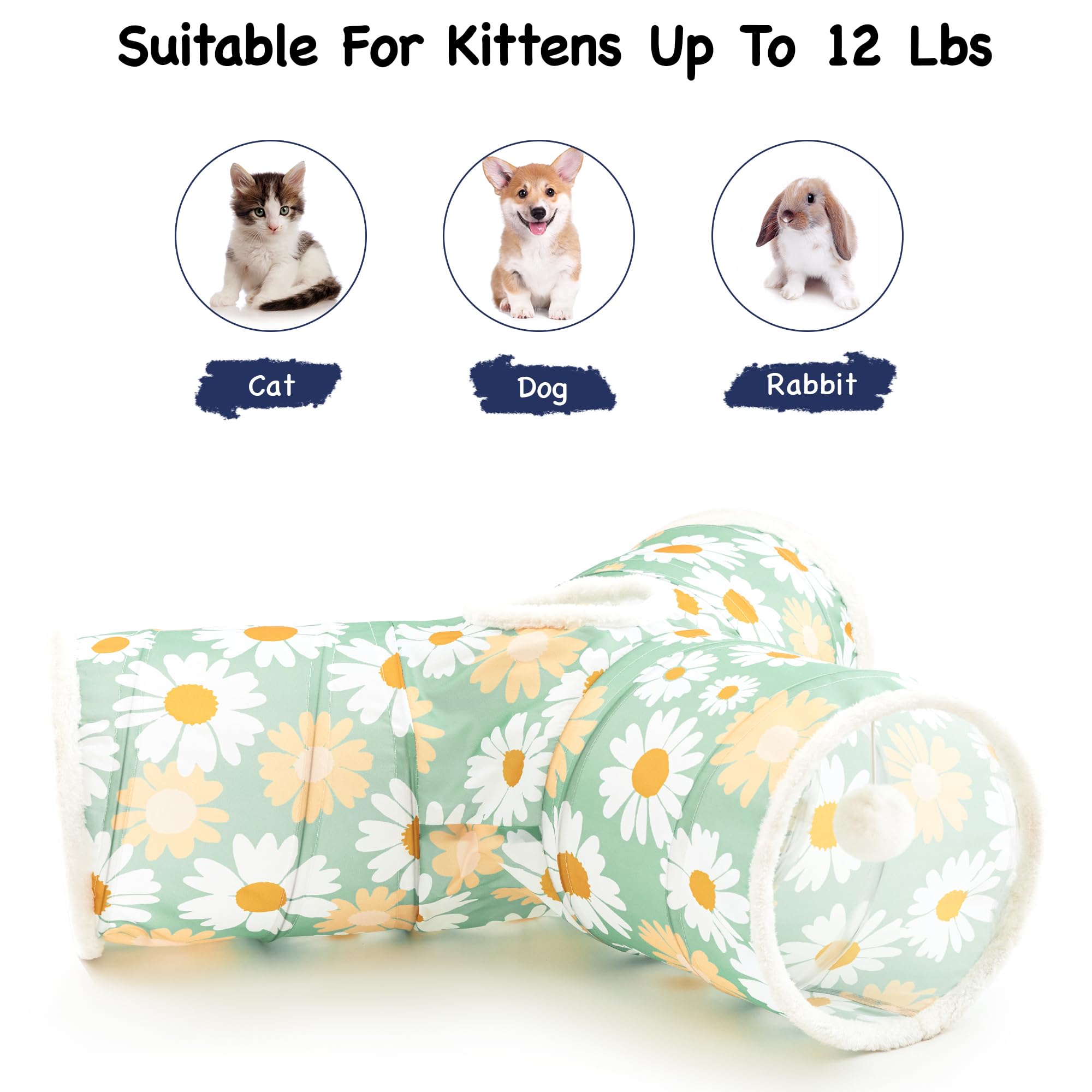 Tempcore kitty tunnel exits feature a dangling ball for interactive fun.