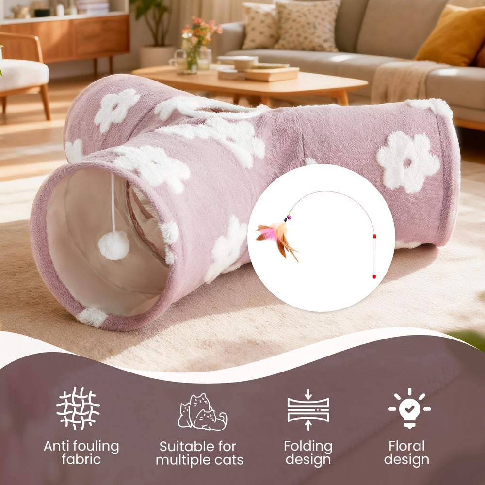 Tempcore cat tunnel exit with dangling ball toy for engagement
