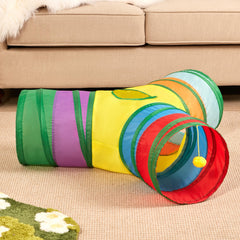Tempcore cat tunnel folded-compact demonstrates easy travel and storage.