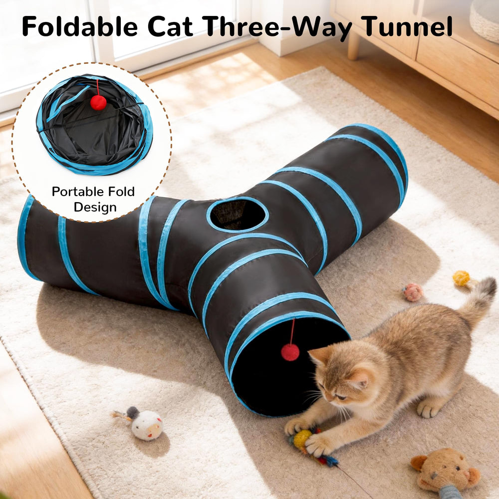 Tempcore cat tunnel with protective ends for safe indoor use.