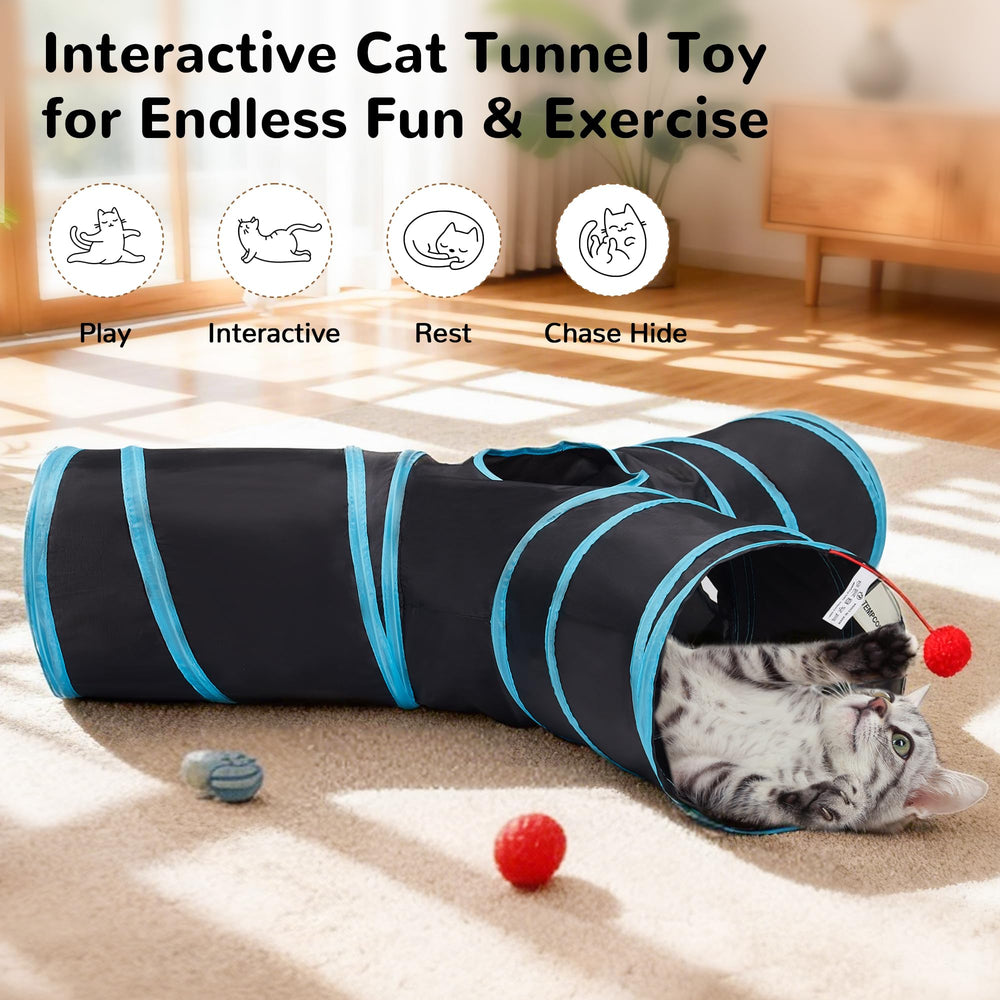 Tempcore steel-frame cat tunnel provides sturdy, long-lasting play.