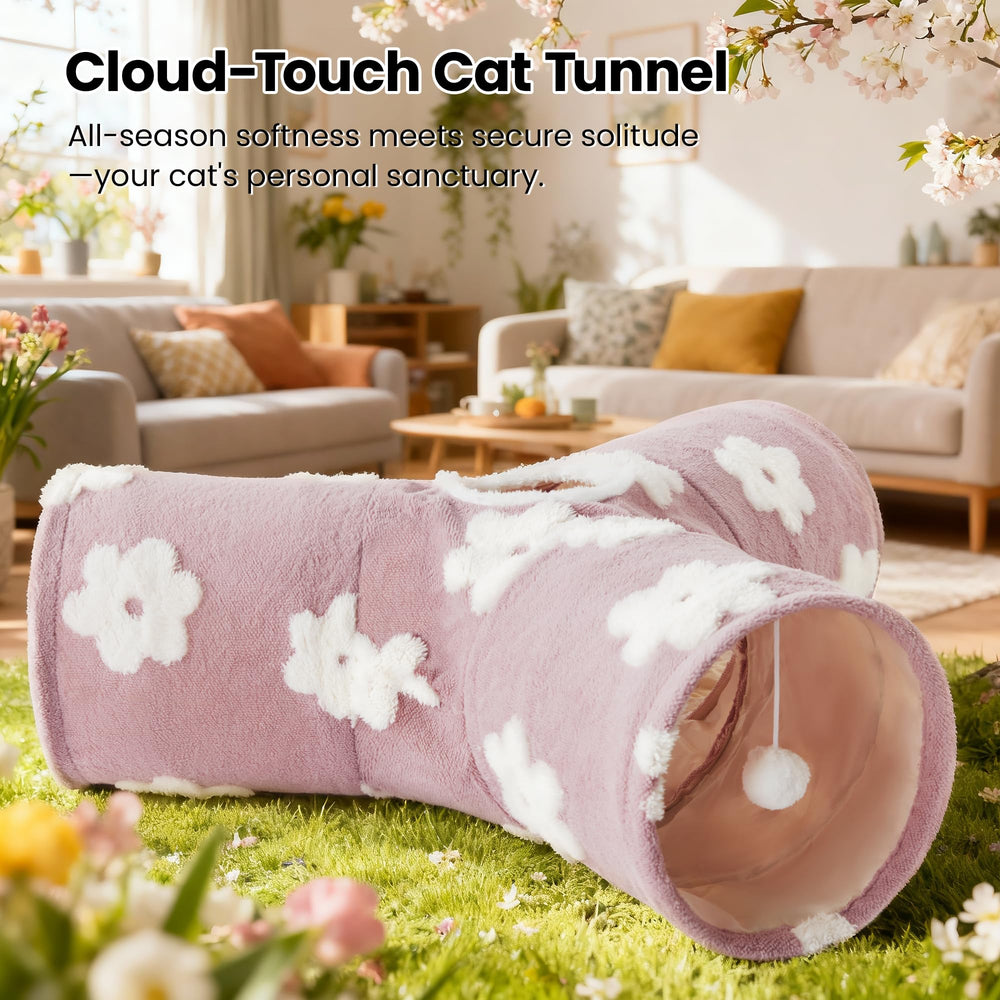 Tempcore cat tunnel close-up shows tear resistant fabric and sturdy frame