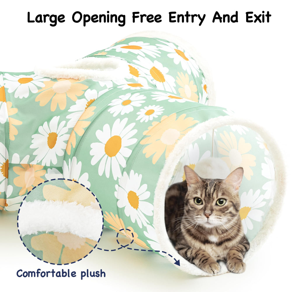 Tempcore cat tunnel with tear-resistant fabric for durable boredom relief.