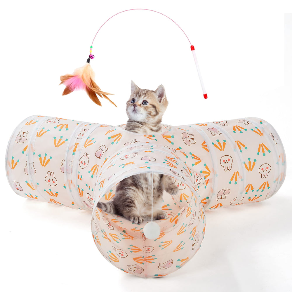 Tempcore pet tunnel 3-way collapsible design enables versatile indoor play.