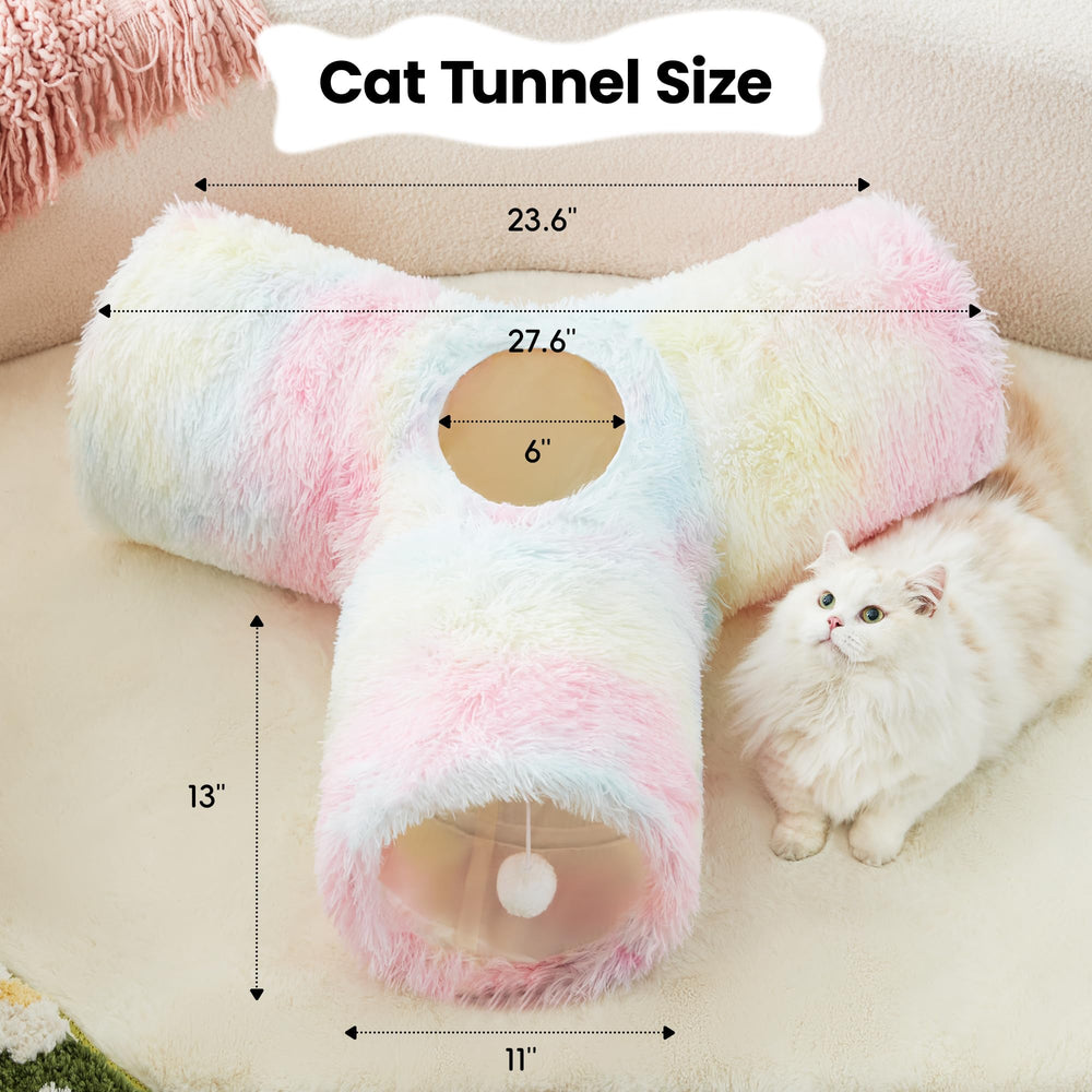 Tempcore Plush Cat Tunnel with three tunnels open for varied routes