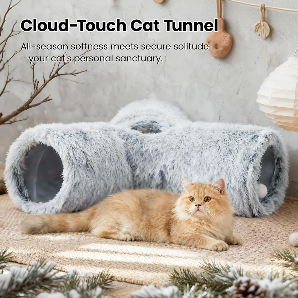 Tempcore Plush Cat Tunnel collapsible design for easy storage and travel.