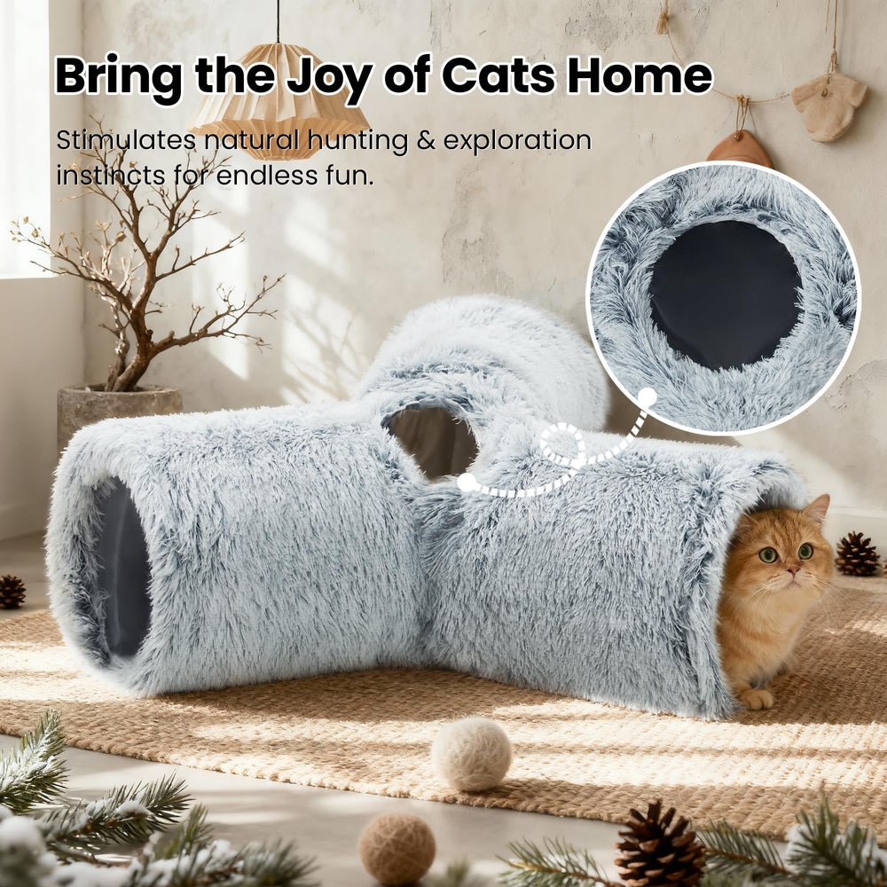 Tempcore Plush Cat Tunnel dangling ball adds motion-driven exercise and fun.