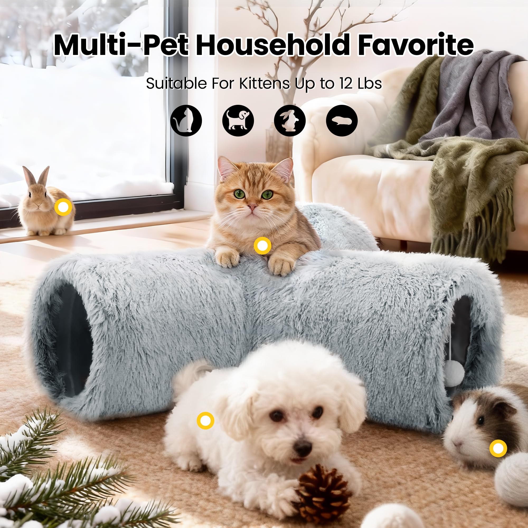 Tempcore Plush Cat Tunnel peek holes invite peeking, encouraging interactive exploration.