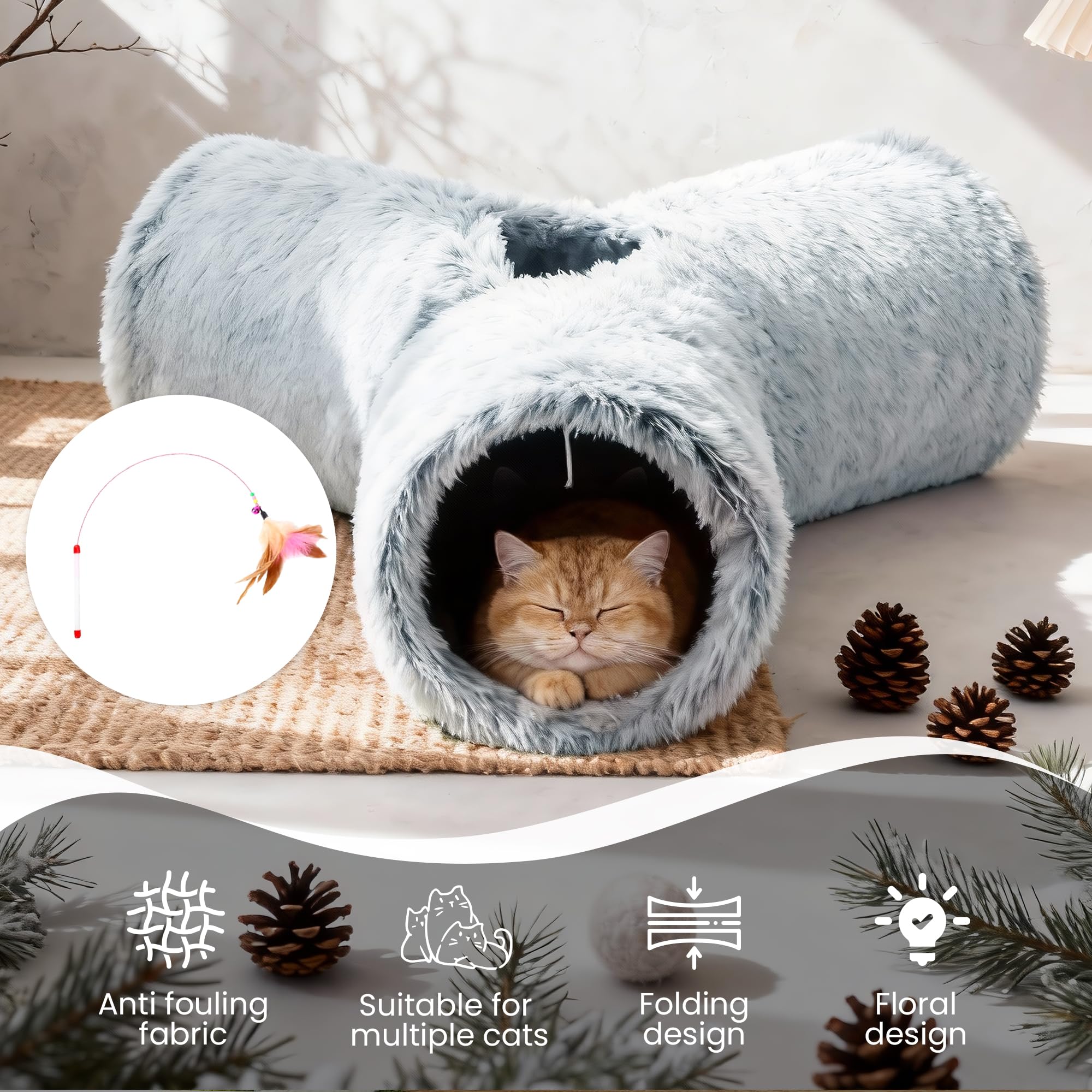 Tempcore Plush Cat Tunnel tear-resistant fabric stands up to energetic play.