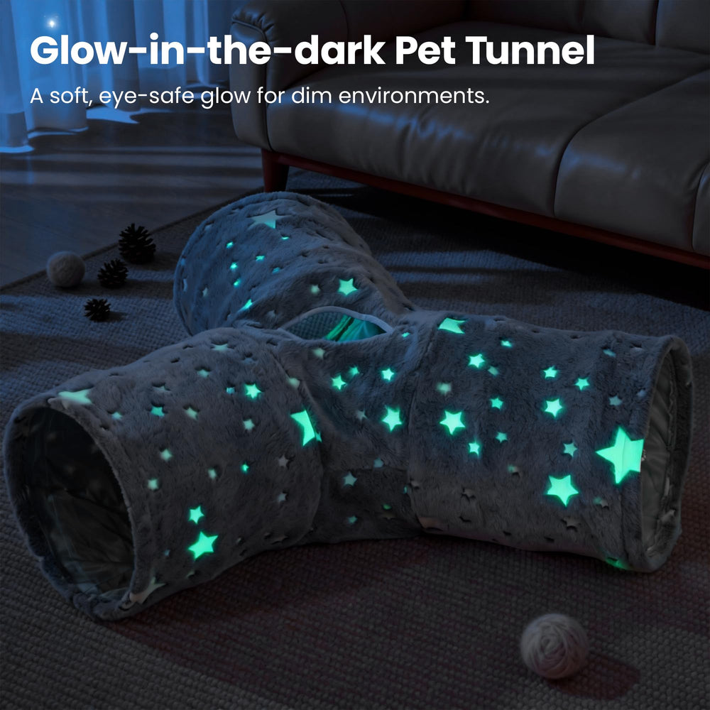 Tempcore self-luminous tube glows softly after light exposure for nighttime play