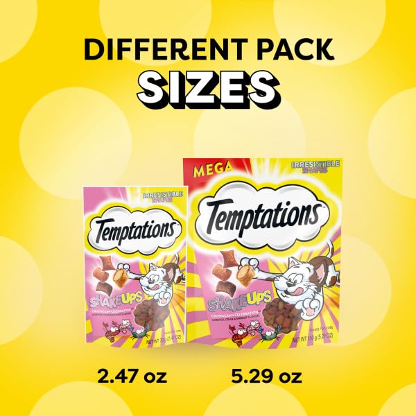 Temptations adult-cat nutrition poster emphasizes balanced daily snack.
