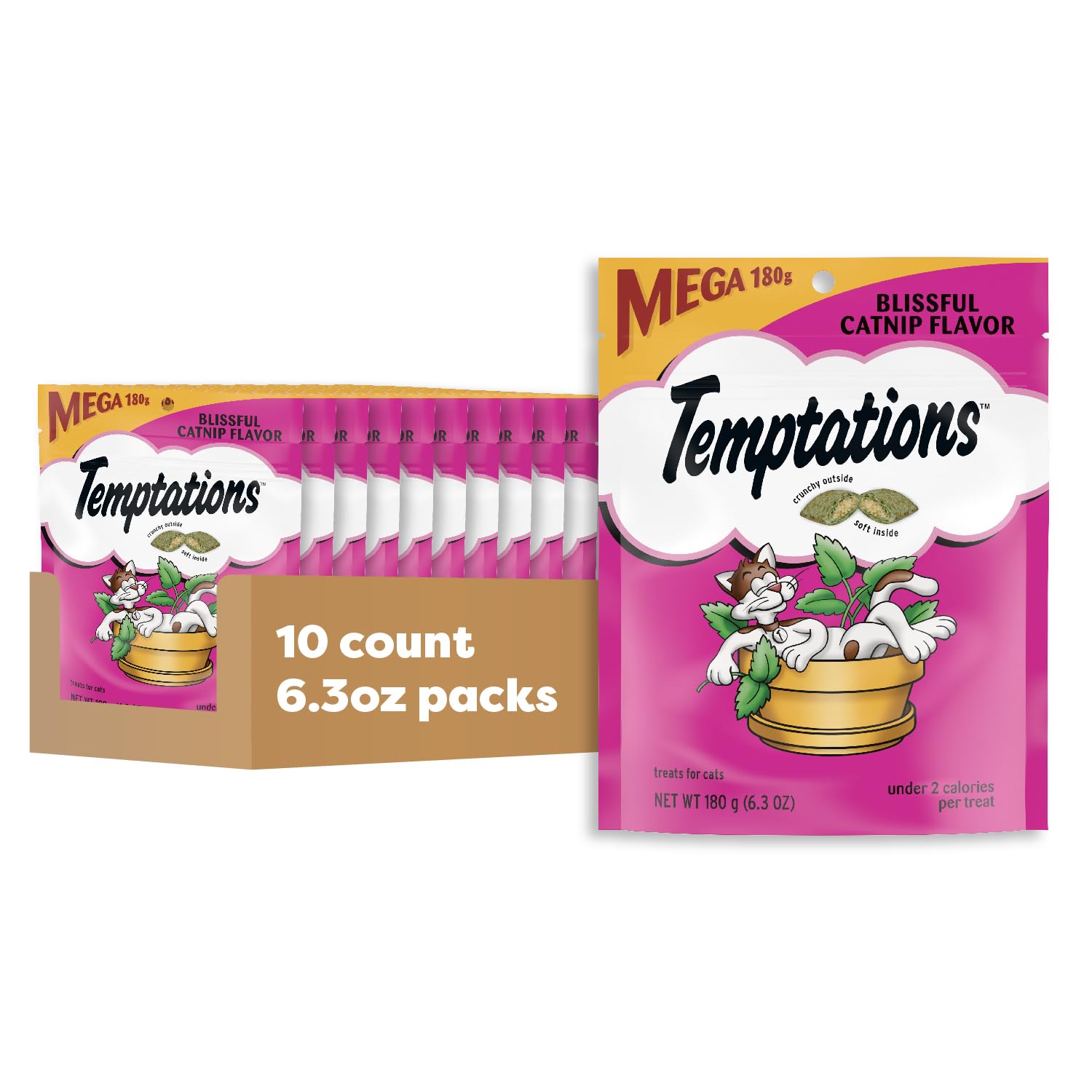 Temptations cat treats with catnip flavor pack—ideal reward during playtime.