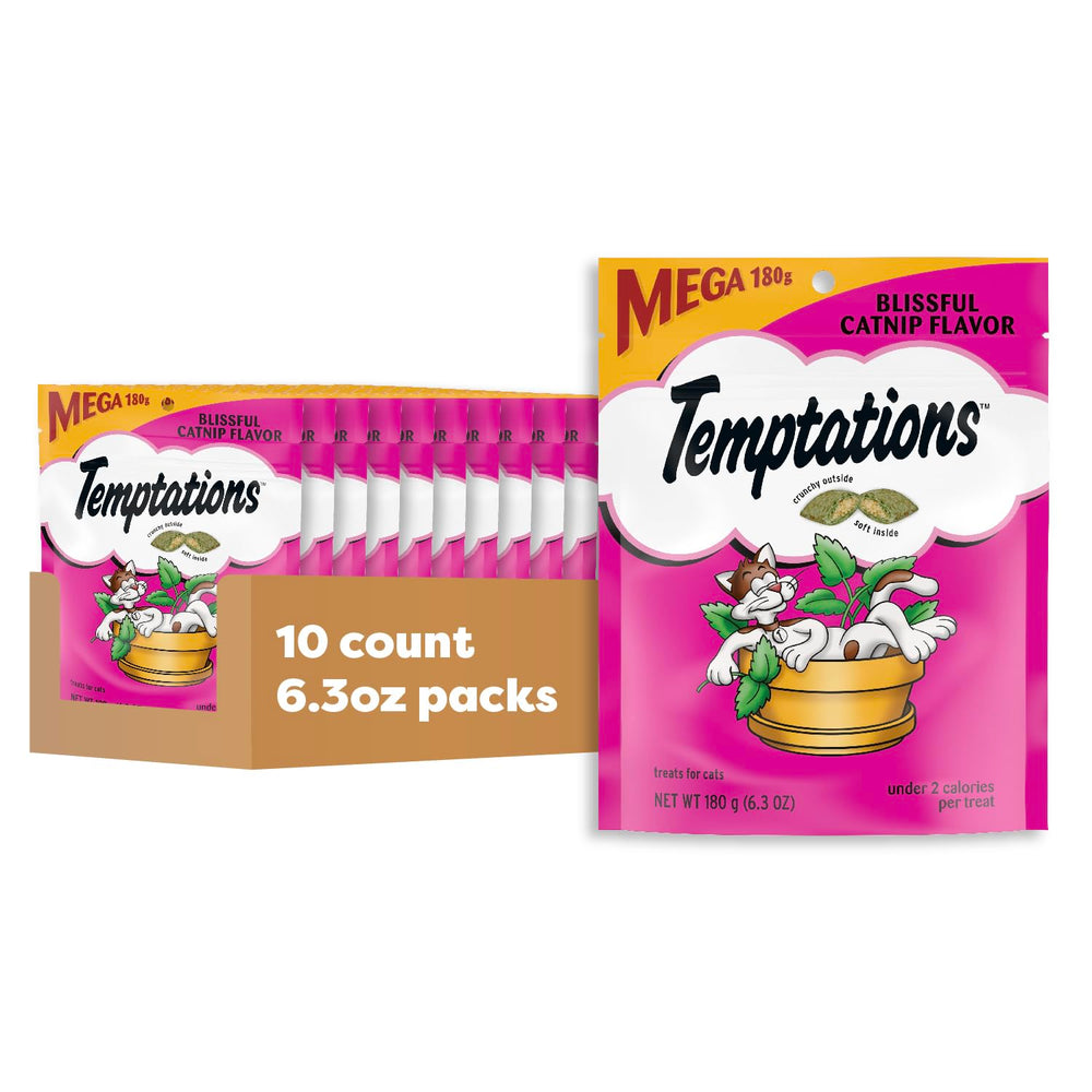 Temptations cat treats with catnip flavor pack—ideal reward during playtime.